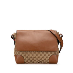 グッチ GGキャンバス ショルダーバッグ 353401 ベージュ ブラウン キャンバス レザー レディース GUCCI 【中古】