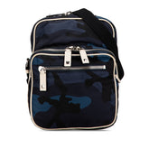 ヴァレンチノ カモフラ 迷彩 スタッズ 斜め掛け ショルダーバッグ ネイビー ブラック ナイロン メンズ Valentino 【中古】