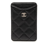 シャネル ココマーク マトラッセ 定期入れ パスケース ブラック ラムスキン レディース CHANEL 【中古】