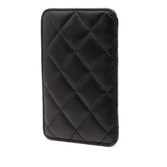 シャネル ココマーク マトラッセ 定期入れ パスケース ブラック ラムスキン レディース CHANEL 【中古】