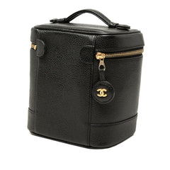 シャネル ココマーク バニティバッグ ハンドバッグ A01998 ブラック キャビアスキン レディース CHANEL 【中古】