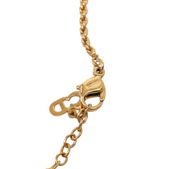 ディオール ロゴ ペンダント ネックレス ゴールド ラインストーン メッキ GP レディース Dior 【中古】
