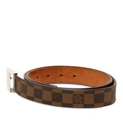 ルイ ヴィトン ダミエ サンチュール キャレ ベルト サイズ100/40 M6803 ブラウン シルバー PVC レザー メンズ LOUIS VUITTON 中古