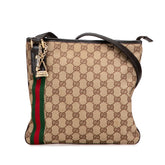 グッチ GGキャンバス シェリーライン 斜め掛け ショルダーバッグ 144388 ブラウン キャンバス レザー レディース GUCCI 【中古】