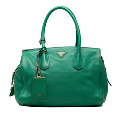 プラダ 三角ロゴプレート トートバッグ ショルダーバッグ BN2769 グリーン レザー レディース PRADA 【中古】