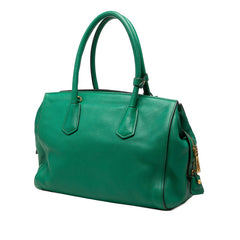 プラダ 三角ロゴプレート トートバッグ ショルダーバッグ BN2769 グリーン レザー レディース PRADA 【中古】