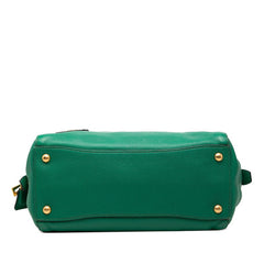 プラダ 三角ロゴプレート トートバッグ ショルダーバッグ BN2769 グリーン レザー レディース PRADA 【中古】