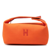 エルメス ブリッド ア ブラックPM ポーチ ハンドバッグ オレンジ コットン レディース HERMES 【中古】