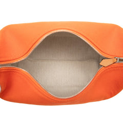 エルメス ブリッド ア ブラックPM ポーチ ハンドバッグ オレンジ コットン レディース HERMES 【中古】