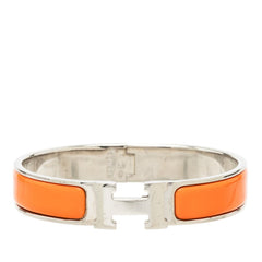 エルメス クリックH PM ブレスレット バングル シルバー オレンジ メタル レディース HERMES 中古