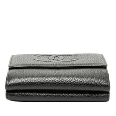 シャネル ココマーク ダブルホック 二つ折り財布 ブラック キャビアスキン レディース CHANEL 【中古】