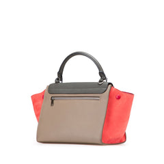 セリーヌ トラペーズ スモール ハンドバッグ ショルダーバッグ 2WAY グレー ベージュ ピンク レザー スウェード レディース CELINE 【中古】