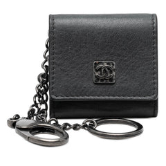 シャネル ココマーク キーホルダー バッグチャーム フォトケース 写真入れ ブラック系 レザー レディース CHANEL 【中古】