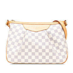 ルイ ヴィトン ダミエ アズール シラク―サPM 斜め掛け ショルダーバッグ N41113 ホワイト PVC レザー レディース LOUIS VUITTON 【中古】