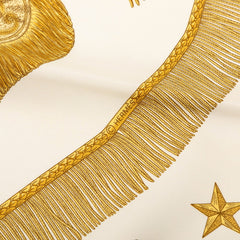 エルメス カレ90 Poste et Cavalerie サーベル飾り袋 スカーフ ベージュ ホワイト マルチカラー シルク レディース HERMES 【中古】