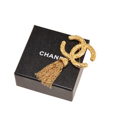 シャネル ヴィンテージ ココマーク ヨウガン 溶岩 フリンジ ブローチ ゴールド メッキ レディース CHANEL 【中古】