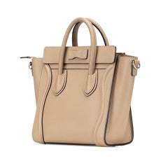 セリーヌ ラゲージ ナノショッパー ハンドバッグ ショルダーバッグ 2WAY ベージュ レザー レディース CELINE 【中古】