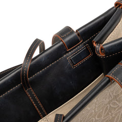 ロエベ アナグラム クッショントート トートバッグ ショルダーバッグ ベージュ ブラック キャンバス レザー レディース LOEWE 【中古】