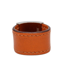エルメス ルーリー リング 指輪 #M オレンジ シルバー レザー メタル レディース HERMES 【中古】