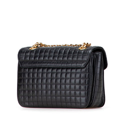 セリーヌ Cロゴ チェーン ショルダーバッグ ハンドバッグ ブラック レザー レディース CELINE 【中古】