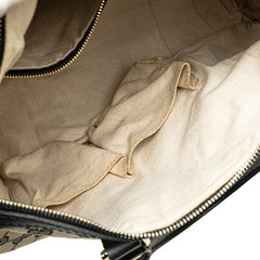 グッチ GGキャンバス ミニボストンバッグ ショルダーバッグ 2WAY 247205 ネイビー ベージュ キャンバス レザー レディース GUCCI 【中古】