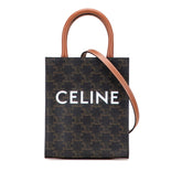 セリーヌ トリオンフ ミニ バーティカル カバ ハンドバッグ ショルダーバッグ 2WAY ブラック ブラウン PVC レザー レディース CELINE 【中古】