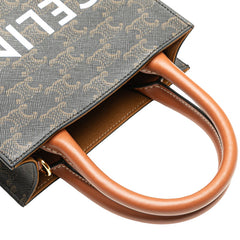 セリーヌ トリオンフ ミニ バーティカル カバ ハンドバッグ ショルダーバッグ 2WAY ブラック ブラウン PVC レザー レディース CELINE 【中古】