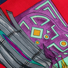 エルメス カレ90 CUIRS DU DESERT 砂漠の革飾り スカーフ レッド マルチカラー シルク レディース HERMES 【中古】