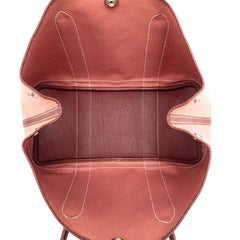 エルメス ガーデンパーティーMM キャンバス トートバッグ □O刻印 ピンク ブラウン トワルアッシュ レザー レディース HERMES 【中古】