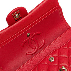 シャネル マトラッセ23 ココマーク Wフラップ チェーン ショルダーバッグ レッド ゴールド金具 キャビアスキン レディース CHANEL 【中古】