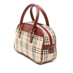 バーバリー ノバチェック ハンドバッグ ミニボストンバッグ ベージュ マルチカラー キャンバス レザー レディース BURBERRY 【中古】