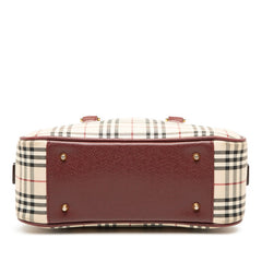 バーバリー ノバチェック ハンドバッグ ミニボストンバッグ ベージュ マルチカラー キャンバス レザー レディース BURBERRY 【中古】