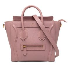 セリーヌ ラゲージ ナノ ショッパー ハンドバッグ ショルダーバッグ 2WAY ピンク レザー レディース CELINE 【中古】