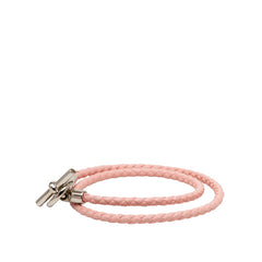エルメス グレナン ドゥブルトゥール ブレスレット ローズ サクラ シルバー レザー メタル レディース HERMES 【中古】