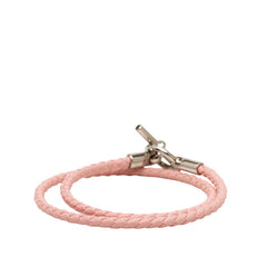 エルメス グレナン ドゥブルトゥール ブレスレット ローズ サクラ シルバー レザー メタル レディース HERMES 【中古】