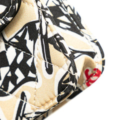 シャネル マトラッセ ココマーク チェッカーフラッグ モチーフ ミニ チェーン ショルダーバッグ ベージュ ブラック キャンバス レザー レディース CHANEL 【中古】