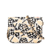 シャネル マトラッセ ココマーク チェッカーフラッグ モチーフ ミニ チェーン ショルダーバッグ ベージュ ブラック キャンバス レザー レディース CHANEL 【中古】