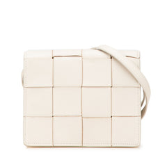 ボッテガヴェネタ マキシイントレチャート カセット 斜め掛け ショルダーバッグ 574051 オフホワイト レザー レディース BOTTEGAVENETA 【中古】