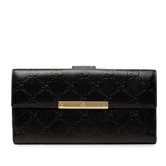グッチ グッチシマ コンチネンタルウォレット 長財布 112715 ブラック レザー レディース GUCCI 中古