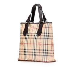 バーバリー ノバチェック シャドーホース トートバッグ ハンドバッグ ベージュ ブラウン PVC レザー レディース BURBERRY 【中古】