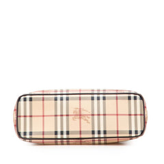 バーバリー ノバチェック シャドーホース トートバッグ ハンドバッグ ベージュ ブラウン PVC レザー レディース BURBERRY 【中古】