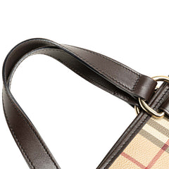 バーバリー ノバチェック シャドーホース トートバッグ ハンドバッグ ベージュ ブラウン PVC レザー レディース BURBERRY 【中古】