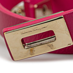 サルヴァトーレフェラガモ ガンチーニ 2連 ブレスレット ピンク ゴールド レザー メッキ レディース Salvatore Ferragamo 【中古】