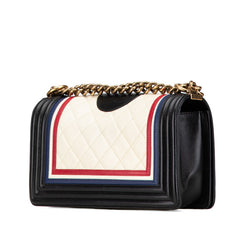 シャネル マトラッセ ボーイシャネル25 ココマーク 斜め掛け チェーン ショルダーバッグ ブラック マルチカラー ラムスキン レディース CHANEL 【中古】