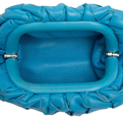 ボッテガヴェネタ イントレチャート ザ ポーチ ポーチ ショルダーバッグ ブルー レザー レディース BOTTEGAVENETA 【中古】