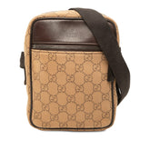 グッチ GGキャンバス 斜め掛け ショルダーバッグ 101680 ブラウン キャンバス レザー レディース GUCCI 中古