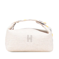 エルメス ブリッドアブラックPM ハンドバッグ ベージュ グレー ウール レディース HERMES 【中古】