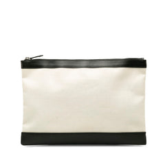 バレンシアガ クラッチバッグ 373840 ベージュ ブラック キャンバス レザー レディース BALENCIAGA 中古
