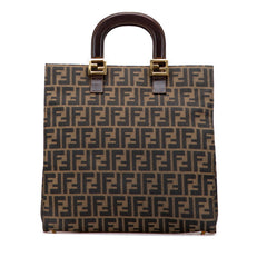 フェンディ ズッカ トートバッグ ハンドバッグ ブラウン キャンバス レザー レディース FENDI 中古
