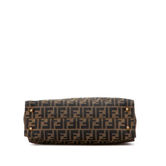 フェンディ ズッカ トートバッグ ハンドバッグ ブラウン キャンバス レザー レディース FENDI 中古